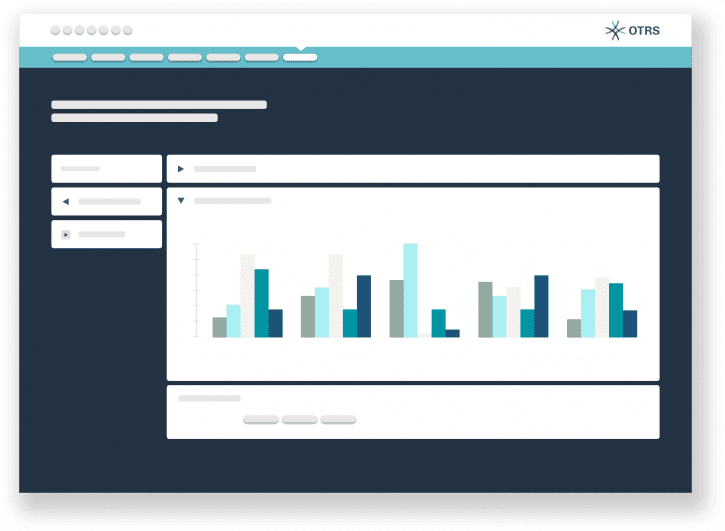 OTRS Reporting Portal displays example bBar charts using white blue and dark blue color scheme